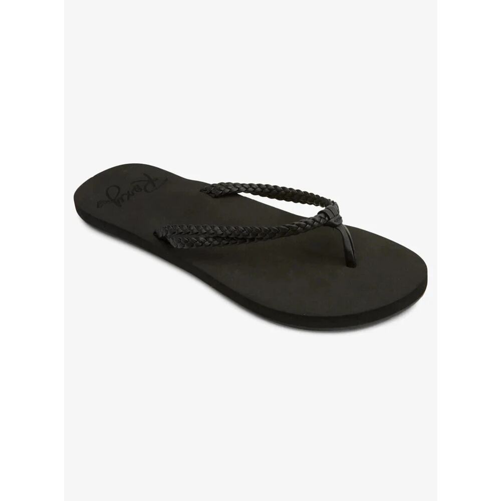 Braided Strap Black Flip Flop Sandal - Women